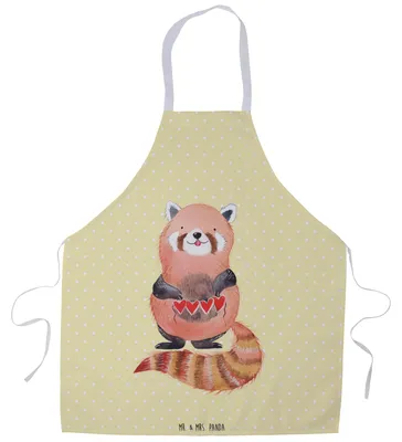 Produktbild von Mr. & Mrs. Panda Kochschürze Roter Panda - Gelb Pastell - Geschenk, Küchenschürze, Küchenzubehör, Lustige Sprüche, Schürze, Liebling, Grillschürze, Rot, Herz, Vorbinder