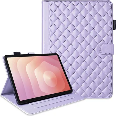 Produktbild von Für Samsung Galaxy Tab S11 Design Rhombus Kunstleder Hülle Standfunktion Lila