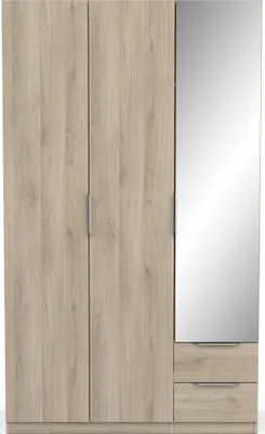 Image de CALICOSY - Armoire 3 portes, 2 tiroirs et 1 miroir Ghost - L119,4 cm