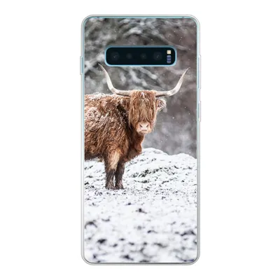Produktbild von MuchoWow® Handyhülle Schutzhülle Hülle für Samsung Galaxy S10 Lite Schottischer Highlander - Baum - Schnee Silikon Softcase Handy Hülle - Schutz