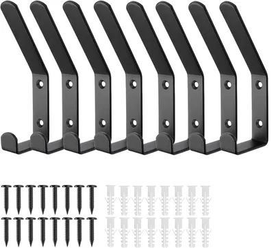 Produktbild von Edelstahlhaken für Akustikpaneele, 20 mm Doppelgarderobenhaken, Kleiderhaken für Akustikpaneele mit Schrauben und Dübeln, Tragkraft 15 kg, für Schlafzimmer, Wohnzimmer, Badezimmer