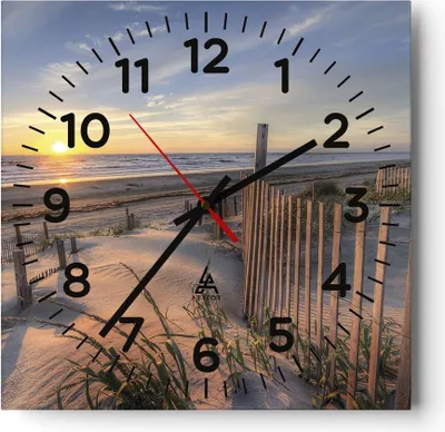 Produktbild von Wanduhr - Quadrat - Glasuhr - Westen Sonne Düne - 40x40cm - Schleichendes Uhrwerk - Lautlos - zum Aufhängen bereit - Dekoration Modern - Wanddekoration aus Glas - C4AC40x40-4219