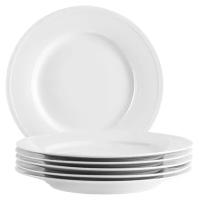 Bordenset 6er-Set flache Teller Porzellan 27 cm weiß