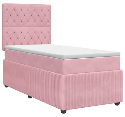 Obrázok produktu pre Skriňová posteľ s matracom s čelom ružová 100 x 200 cm zamatová
