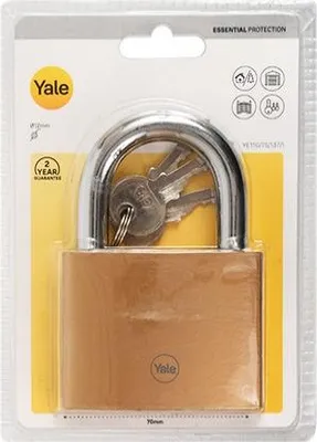 Produktbild von YALE YE11G/75/137/1 Vorhängeschloss mit goldenem Bügel, 75 mm, Blister