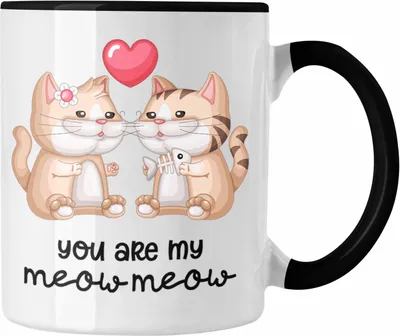 Produktbild von Trendation - "You Are My Meow Meow" Tasse für Katzenliebhaber Geschenk zum Valentinstag (Schwarz)
