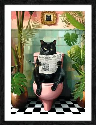 Produktbild von Gerahmtes Bild Lustige Katze 33x43 cm