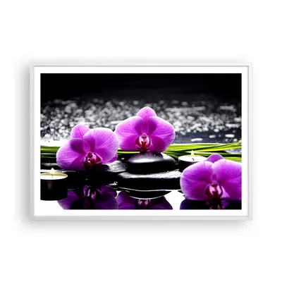 Produktbild von Gerahmtes Poster - Weißer Rahmen - Orchidee Natur Wasser Blume - 100x70 cm - Wand Bild - Wanddeko - Wandbilder - Wandposter - Bilderrahmen - Bilder - Kunstdruck - Wandbild - P2WAA100x70-2658