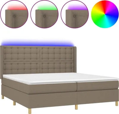 Immagine prodotto di vidaXL Letto a molle insacchettate con materasso e tessuto LED Taupe 200x200 cm