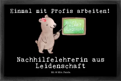 Produktbild von Mr. & Mrs. Panda Schmutzmatte Nachhilfelehrerin Leidenschaft 50 x 75 cm - Schwarz - Geschenk, Nachhilfeunterricht, Witzig, Schmutzfangmatte, fußmatte, Spruch, Fussmatte