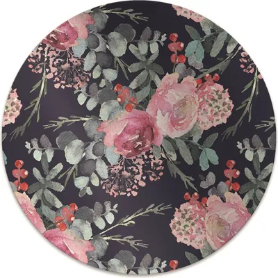 Produktbild von Rundmatte - Stuhlunterlage Bürostuhlunterlage - Rund Ø 100 cm - Bodenmatte - Fußmatte - Blumen und Blätter