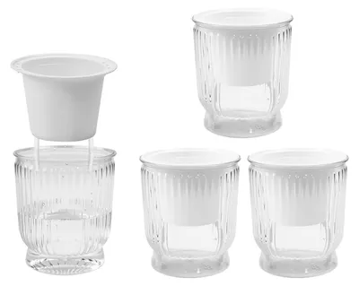 Image de Lot de 4 pots de fleurs auto-arrosables, transparents, de 12 cm