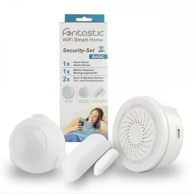 Produktbild von Fontastic WLAN Smart Home Sicherheits Paket - Basic 4-teilg Bewegungsmelder + Sirene + 2x Tür/Fensterkontakt