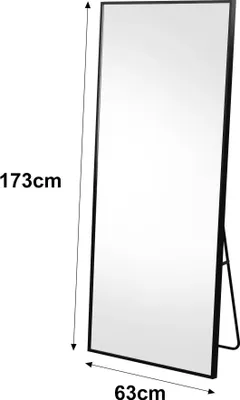 Obrázok produktu pre Celotelové zrkadlo – stojacie zrkadlo – 177 x 77 cm – nastaviteľný stojan – možnosť montáže na stenu – hliníkový rám – zlatá farba