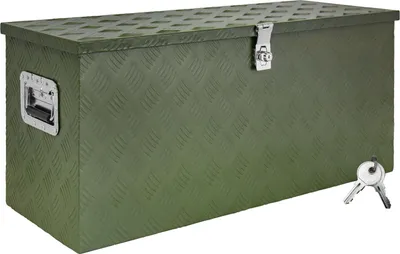 Obrázok produktu pre Skrinka na ťažné zariadenie Zelená Skrinka na náradie Hliníková skrinka Skrinka na príves Skrinka s vekom Uzamykateľná hliníková skrinka Prepravná skrinka Skrinka na náradie Hliníková úložná skrinka D120 trucky