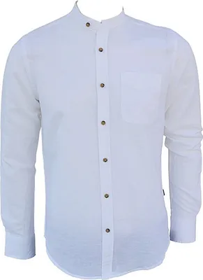 Immagine prodotto di Camicia in lino di design CARISMA, colletto alto, bianco a tinta unita, SLIM FIT, taglia XL