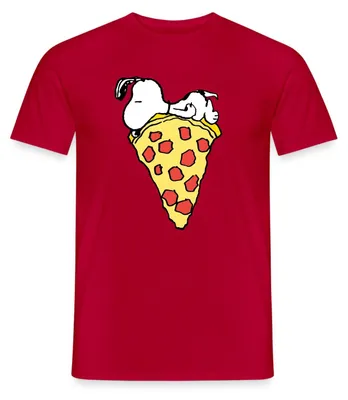 Produktbild von Spreadshirt Peanuts Snoopy Pizza Männer T-Shirt, 5XL, Rot