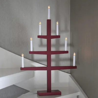 Produktbild von Best Season Fensterleuchter "Tripp" 7flammig Material: Eiche, Farbe: rot, ca. 76 x 49 cm, 212-15