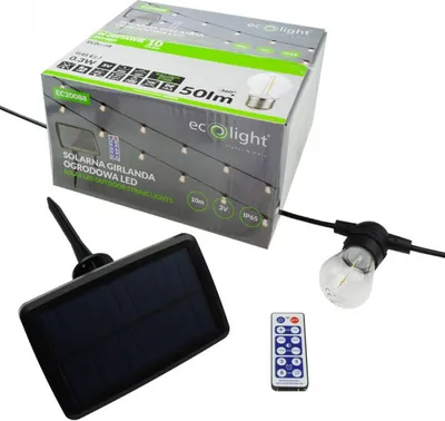 Immagine prodotto di Ghirlanda solare LED 10 m + 10 x G45 E27 0,3 W 2700 K Pilot Ecolight EC20088