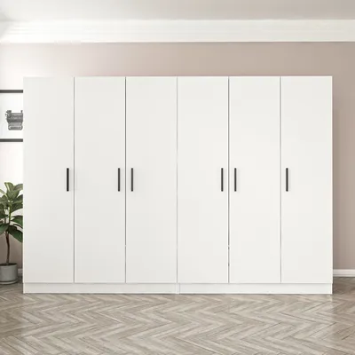 Obrázek produktu pro Skye Decor, Kale - 3807, šatní skříň, bílá, 100 % MELAMÍNEM potažené desky, 270 x 52 x 210 cm