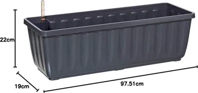 Image de Jardinière Famanu avec système d'arrosage - environ 975 x 22 x 19 cm - en plastique, couleur anthracite
