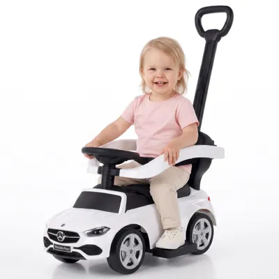 Immagine prodotto di SUN BABY Cavalcabile bambino Mercedes-Benz Classe C da 1 anno con maniglione, poggiapiedi, funzione sonora, fino a 25 kg bianco