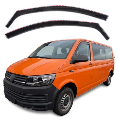 Produktbild von J&J AUTOMOTIVE | GP Windabweiser Für Volkswagen T5 / T6 2003-2019 2tlg, GP Regenabweiser, Schwarz, Getönt, Aerodynamisch, Einfache Montage, Befeistigung mit Clips