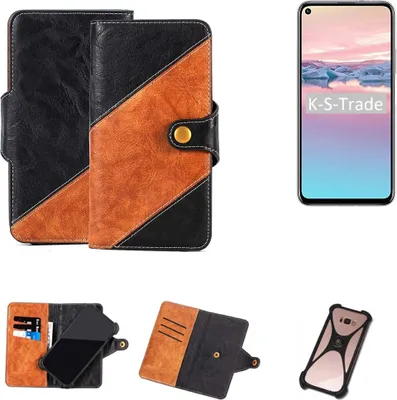 Produktbild von K-S-Trade Handyhülle Schutzhülle Bookstyle Case Wallet-Case kompatibel mit Huawei Honor 20 Pro Handy Cover Bumper Klapphülle schwarz hellbraun 1x