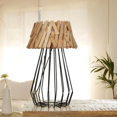 Produktbild von Tischlampe Treibholz Drahtgestell 58 cm E27 Handarbeit Unikat Tischleuchte