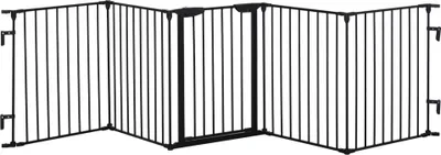 Produktbild von 2-in-1 Absperrgitter, Haustier-Laufstall, Sicherheitstor, faltbar, Metall, 300 x 3 x 74,5 cm, Schwarz