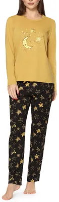 Image de Pyjama pour femme Merry Style MS10-169 (jaune moutarde/étoiles, XL)