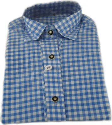 Produktbild von Trachtenbluse in blau - Damenhemd kariert - Gr. 38