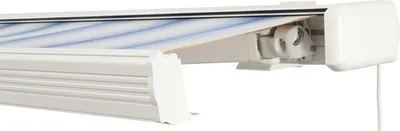 Produktbild von SOLUNA Kassettenmarkise Exquisit 2,5x2 Stoff Dessin 320234 Gestell RAL 9010 reinweiß Antrieb rechts inkl. Motor und Wand