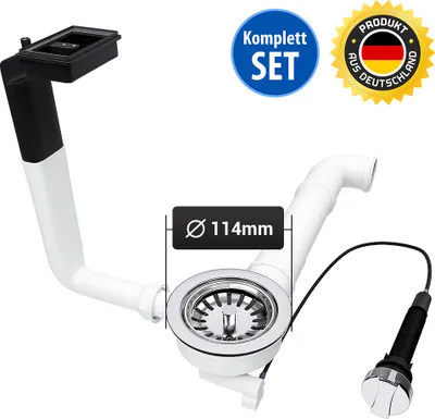 Produktbild von Siebkorbventil 114 mm mit Excenterventil Raumschaffer Abtropf-Überlauf für Küchenspüle
