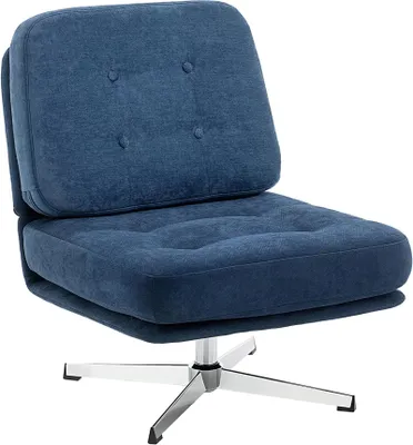 Produktbild von Sessel 360 Grad Drehbar Lesesessel Chenille-Optik Schneidersitz Dunkelblau