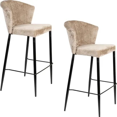 Produktbild von Dutchbone Georgia Barhocker mit Rückenlehne 73 cm Taupe - 2 er Set