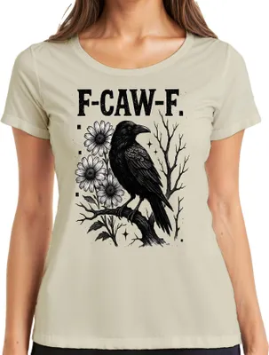Produktbild von F-CAW-F Rabe Gothic Margeriten Blumen Zitat Lustig Spruch Vogel Damen T-Shirt, Natur, XL