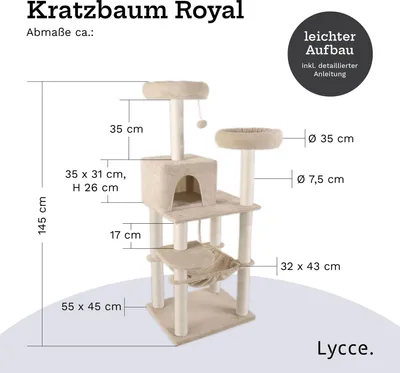 Kratzbaum Royal Kratzbaum beige Kratzmöbel mit Sisal und Plüsch