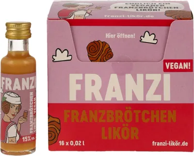 Produktbild von Franzi Franzbrötchen VEGAN Likör 15% Vol. 16x0,02l