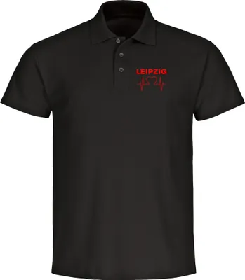 Produktbild von multifanshop Poloshirt - Leipzig - Herzschlag, schwarz, Größe 3XL