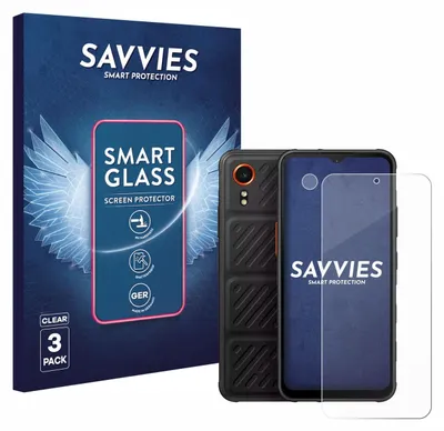 A product packaging box for a screen protector, with a phone and the screen protector laid out next to it.