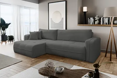 Produktbild von VENASI CLOUD Universell Ecksofa mit Schlaffunktion und Bettkasten Boucle Dunkelgrau Schlafsofa Eckcouch Sofa