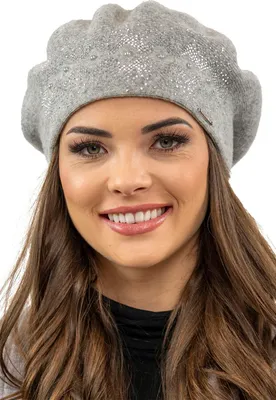 Produktbild von Vivisence damen baskenmütze eleganter wintermütze warm und gemütlich kopfbedeckung an winter und herbst warm dick strickmütze, klassisch mütze für frauen, hergestellt in der eu, hellgrau, einheitsgröß