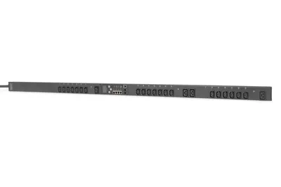 Produktbild von Digitus Smart PDU, Outlet Monitored & Switched, 1-phasig, 16 A, 18 x C13, 6 x C19, Überwacht, Einphasig, Senkrecht, Schwarz, LCD, 24 AC-Ausgänge