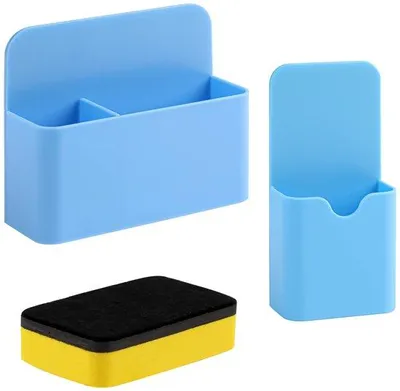 Image de Lot de 2 porte-crayons magnétiques bleus pour tableau blanc