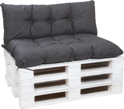 Obrázek produktu pro Polštáře na sezení na paletě | Zahradní polštář na sezení na paletě 120x80 / opěradlo 120x40cm Anthrazit | Polštář na sezení na paletě | Polštá