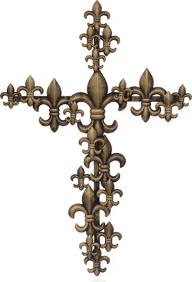 Produktbild von Ein eisernes Wandkreuz mit französischen Lilien Replikat Retro Design Dekoration
