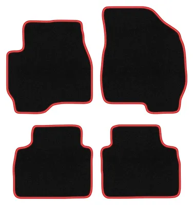 Zdjęcie produktu dla Dywaniki samochodowe welurowe CARLUX-RED do: Mazda Tribute (2000-2011, SUV) czarne z czerwonym obszyciem, z mocowaniami