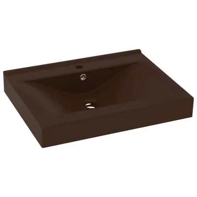 Immagine prodotto di vidaXL Lavabo con foro per rubinetto opaco marrone scuro 60x46cm in Vetroceramica