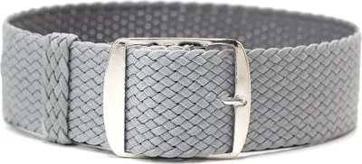 Produktbild von ClassicWatchStraps Perlon Uhrenarmband - Hellgrau, 12 mm, Silber gebürstet